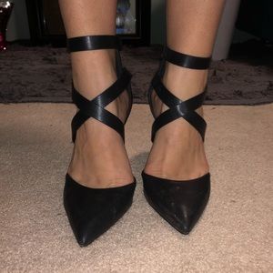 Black strapped heels
